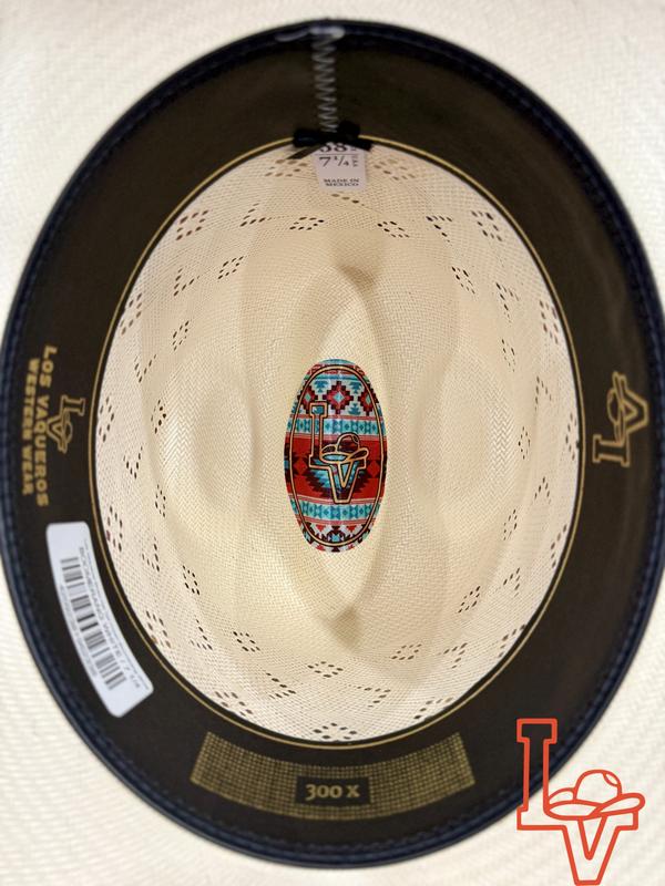 Los Vaqueros Straw Hat Tall Crown Boomerang White