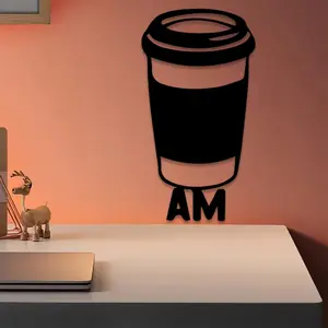 1pc AM PM Metal Wall Art, AM PM Statue Mural, Perfect for Kitchen Wall, Housewarming Decor, Ideal Gift for Coffee Lovers, Rust-Resistant Metal