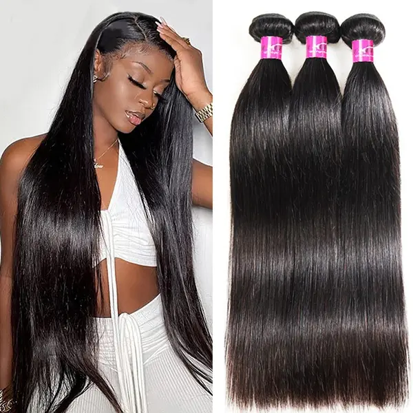 ONEMORE Human Hair Weave Extensions - 3/4PCS Raw Hair Bundles, 100g/pc, Dye-Bleach Ready, Long Straight or Body Wave, Quick Weave Compatible