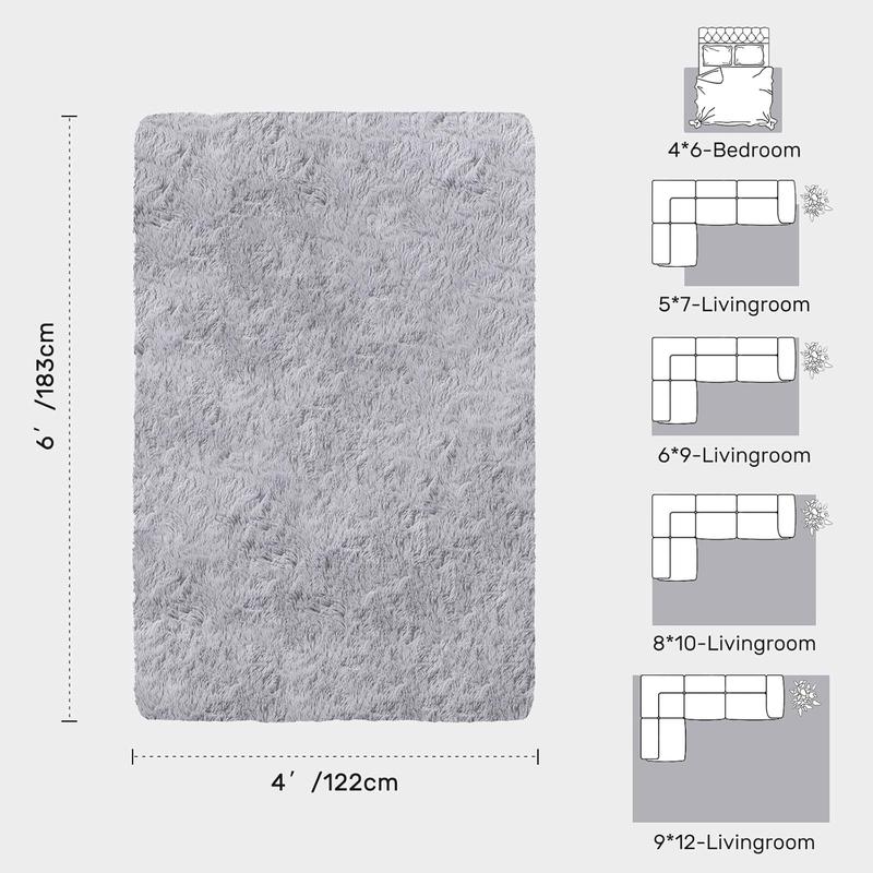 8x10ft Luxury Plush Large Mat for Living Room - Fluffy Modern Shag Non-Slip Soft Mat, Machine Washable Polyester Blend, Rectangular Shape, Ideal for Bedroom, Study, Dorm, Home Decor, Christmas Gift, Christmas Decor