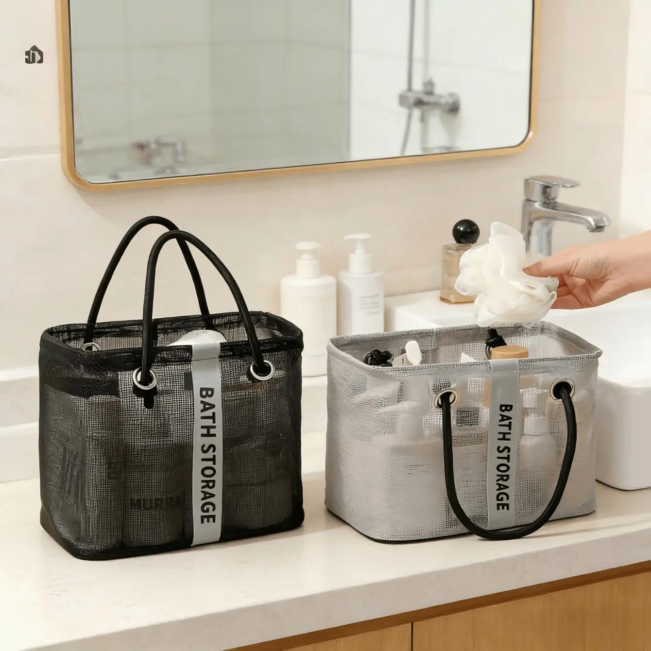 Mesh Bath Storage Bag, Portable Drainage Handbag, Gym Bathroom Travel Wash Kit, Multi-Color Options, Ideal for Bathroom/gym/travel, Vanity Bag, Toiletry Organizer, Toiletry Bags