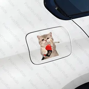 1PC ：Exclusive Meme Cat Refueling Sticker, Pet-Themed Fuel Cap Personalized Body Decal, Sticker for Cars, Suitable for Sedans, Motorcycles, Bicycle Frames, Laptops, Skateboards, Helmets, Creative Scratch Cover Sticker