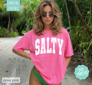 Salty Shirt Comfort Colors, Cute Summer Oversized Tee, Salty Tank Top