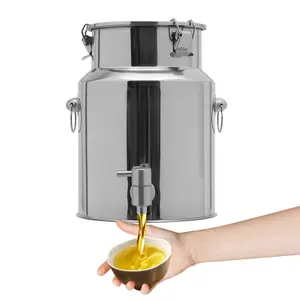 2.64 Gallon 304 Stainless Steel Beverage Dispenser with Spigot & Airtight Lid, Leakproof Drink Dispenser for Milk Juice Oil Water, Large Capacity for Home Kitchen Party Camping,summervibes