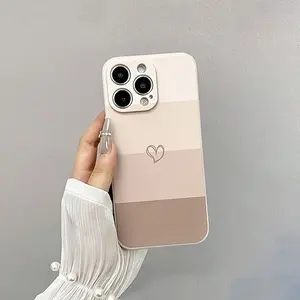 Colorful Heart Straight Edge Cube Phone Case Suitable for, Fashion Trend Essential Cases Suitable for iPhone 17 Pro Max 17 Air 11 12 13 14 15 16 Plus Pro Max