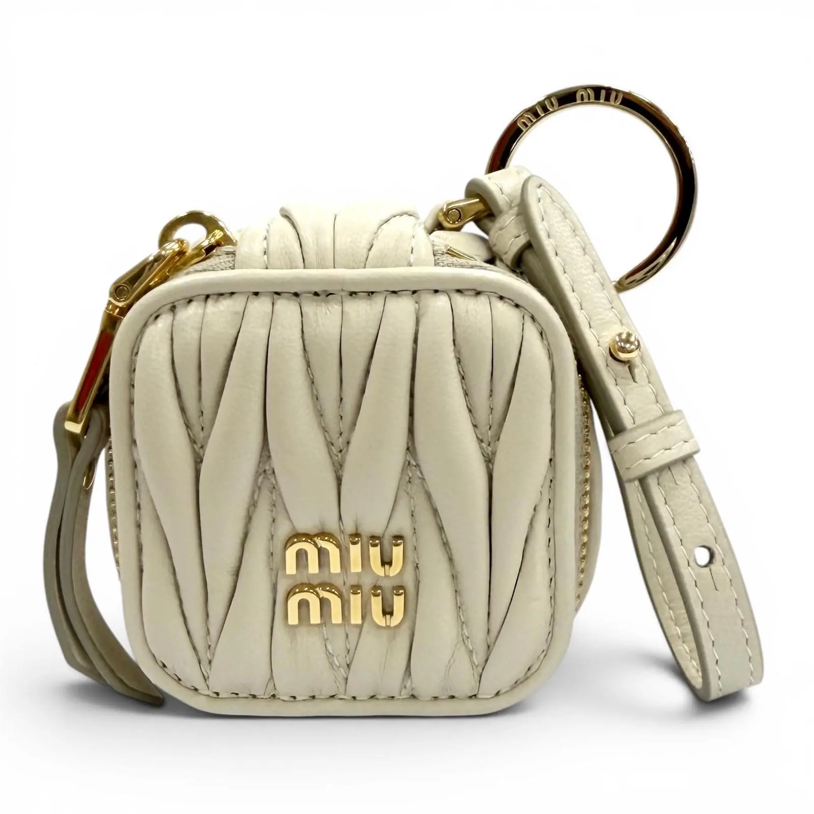 Pre-owned miu miu Lambskin Small Leather Goods Sheepskin Bag Charm
