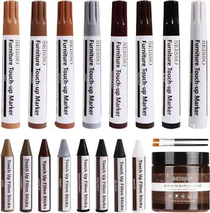 DEWEL Furniture Markers Touch Up, 8 Colors Wood Furniture Repair Markers & Wax Sticks, Upgrade Wood Scratch Repair Kit Restore Scratches, Wood Floor, Hardwood, Table