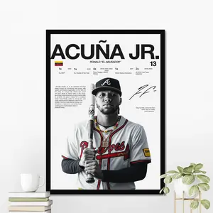 Ronald Acuna Jr. Atlanta Baseball Poster | Hardline Series Wall Art | Aesthetic Game Day Decor | Sports Fan Gift