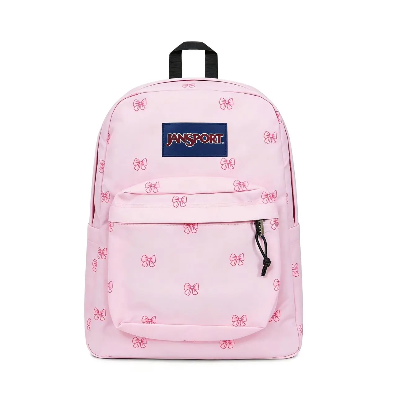 JanSport Cool Student Backpack — large college backpack with vintage suede bottom and letter patches, large capacity, casual school daypack for teens