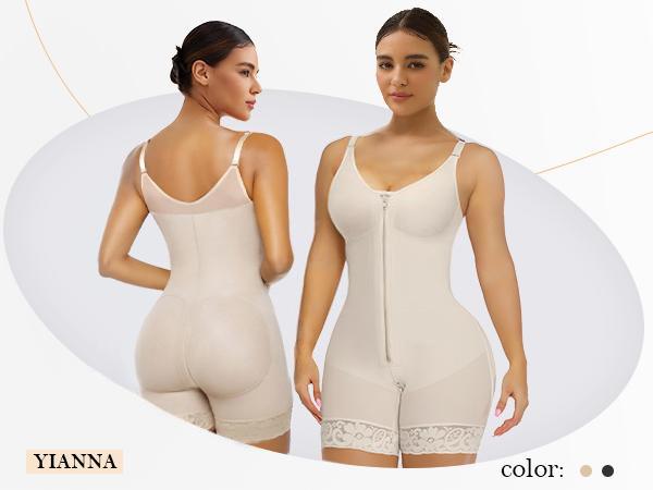 Women’s YIANNA Fajas Colombianas shapewear  Tummy Control Butt Lifter Shaper with Zipper Crotch detachable shoulder strap