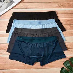 Set of 4 Men'S Breathable And Smooth Boxer Shorts in Solid Colors.