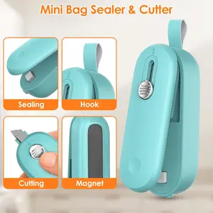 Sealer, Mini Bag Sealer 2 in 1 Handheld Chip Bag Sealer Heat Seal and Cutter with Lanyard, Portable Resealer for Snacks Plastic Bag Food Storage (Batteries Included)