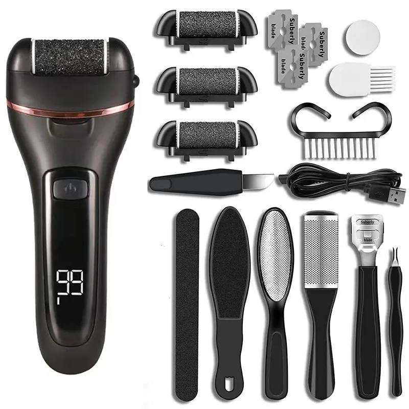 Electric Foot Grinding Device Rechargeable Waterproof Callus Remover Kit with 1200mAh Battery & ABS Design for Smooth Heels