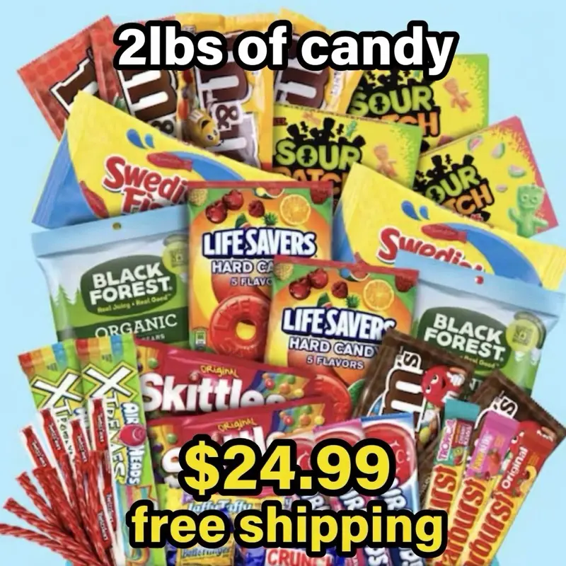 Medium-Size Snack Gift Set - Ambient Food Assortment with 2Lbs of candy Extra Sugar Candy and Themed Candy Confetti Dessert Assorted