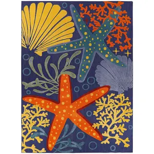 Nourison Home Aloha ALH24 Navy Multicolor Contemporary Power-loomed Rugs