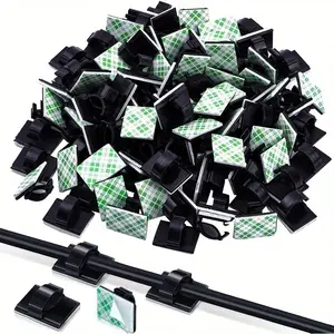 100 self-adhesive cable clips, wire organizer--suitable for car, office, and home use 100 self-adhesive cable clips, wire organizer--suitable for car, office, and home use