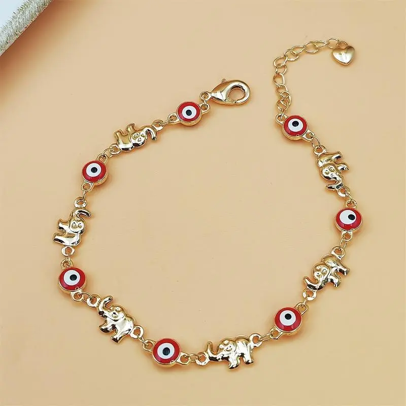 Women’s Fashion Bracelet 2026 Trending Bohemian Jewelry Golden-Tone Elephant Charm Red Eyes Adjustable Clasp Detailed Craftsmanship Playful Layered Design Ideal for Valentine’s Birthday Anniversary Everyday Wear Gift for Her