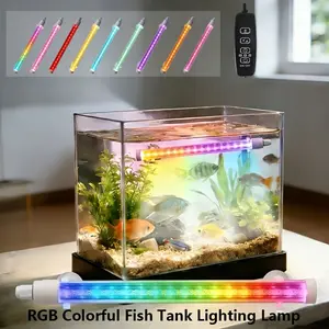 RGB Multi-color Aquatic Tank Diving Intelligent Lighting Fixture, Various Lighting Colors, Multiple Lighting Modes, Aquarium Lighting Tube, Fish Growth Lamp, Adjustable Color by Timer, Aquarium Decorative Lighting Fixture, Equipped with Suction Cup