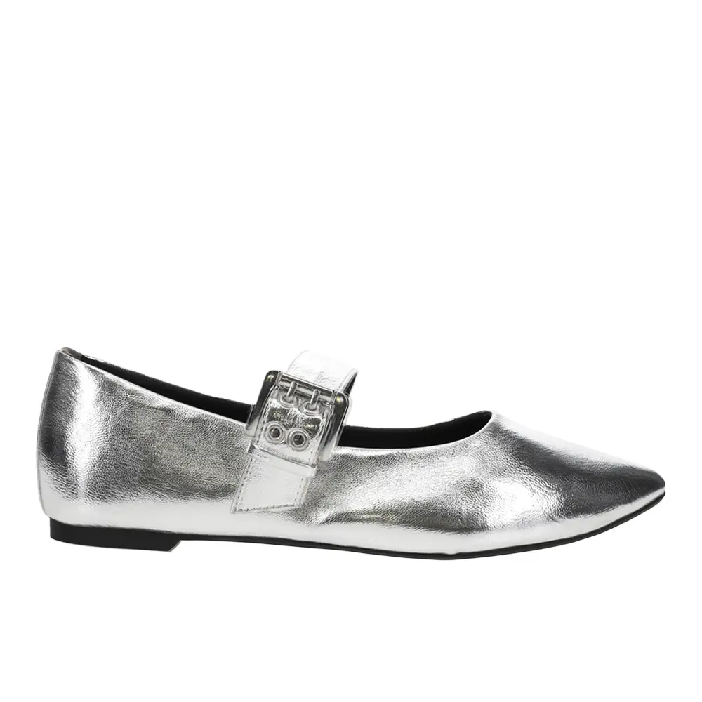 BC Womens Spinning Around Metallic Mary Jane Flats Casual - Silver