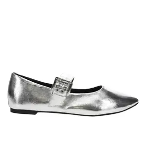 BC Womens Spinning Around Metallic Mary Jane Flats Casual - Silver