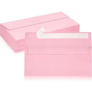 50 Pack #10 Self Seal Pink Business Envelopes, Standard 4 1/8 x 9 1/2 Inch Letter Size Mailing Envelopes for Checks Letters Invoices Statements Birthday Graduation Wedding