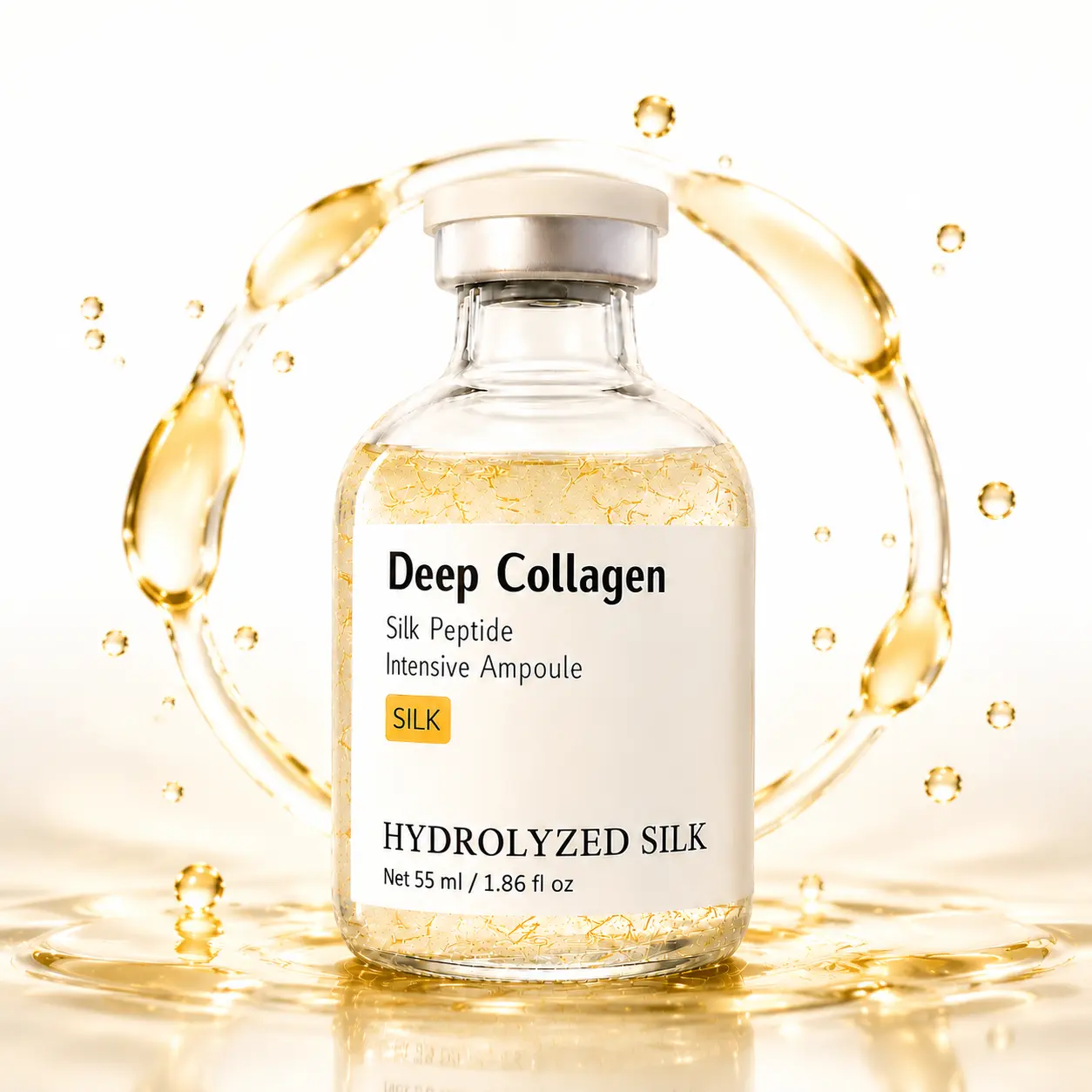 Deep Collagen Silk Peptide Intensive Ampoule Serum 55ml – Copper Peptides & Multi-Peptide Complex, K-Beauty Hydrating Face Serum for Skin Firming, Elasticity Boost, Deep Moisture, Smooth, Radiant & Youthful-Looking Skin Care