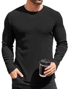 COOFANDY Mens Long Sleeve Shirts Thermal T-Shirt Slim Fit Crewneck Sweater Knitted Pullover Shirt