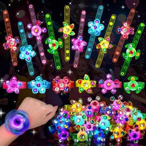 24PCS Light Up Fidget Spinner Bracelets Glow Birthday Party Favors Bulk for Kids 4-8 8-12 Summer Goodie Treat Bag Stuffers Pinata Filler Classroom Treasure Toys Carnival Prize End of Year Student Gift