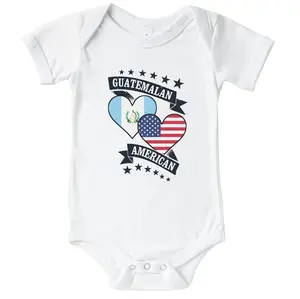 Guatemalan American Heart Flags Guatemala America Baby Bodysuit