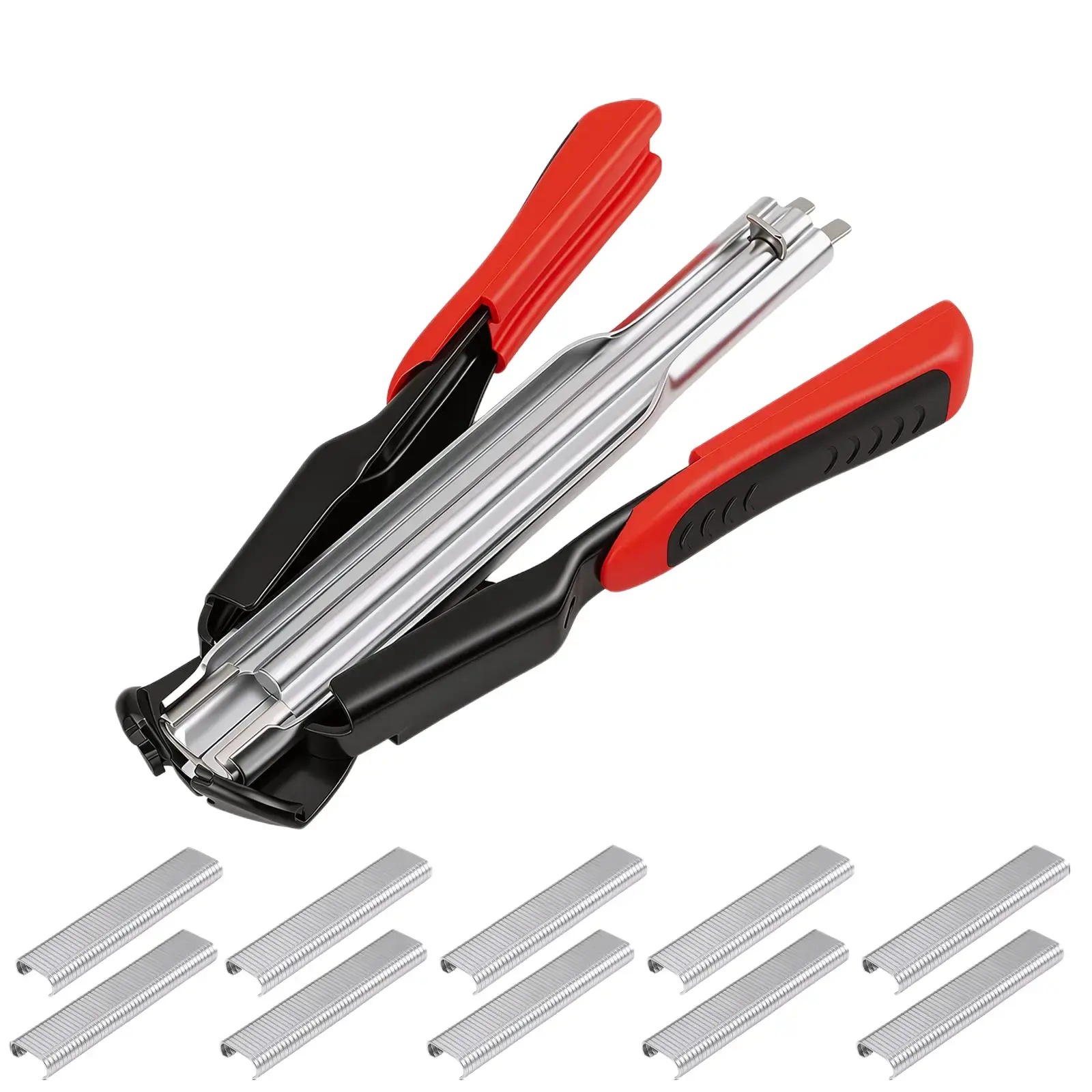 GJANSH 100 PCS/2500 PCS C Clips Hog Ring Pliers Kit, 3/4'' Hog Ring Nail, Fencing Plier Staple Gun Cage Clamp for Animal Pet Cages Fencing, Upholstery, Car Cushions, Meat and Sausage Casings fathersdaygift