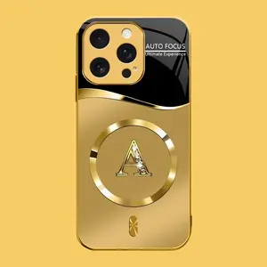Suitable for [iPhone 16 Pro] high-end MagSafe phone case，Choose from any of the 26 letters， The pattern features a printed effect and is not 3D-dimensional YM99
