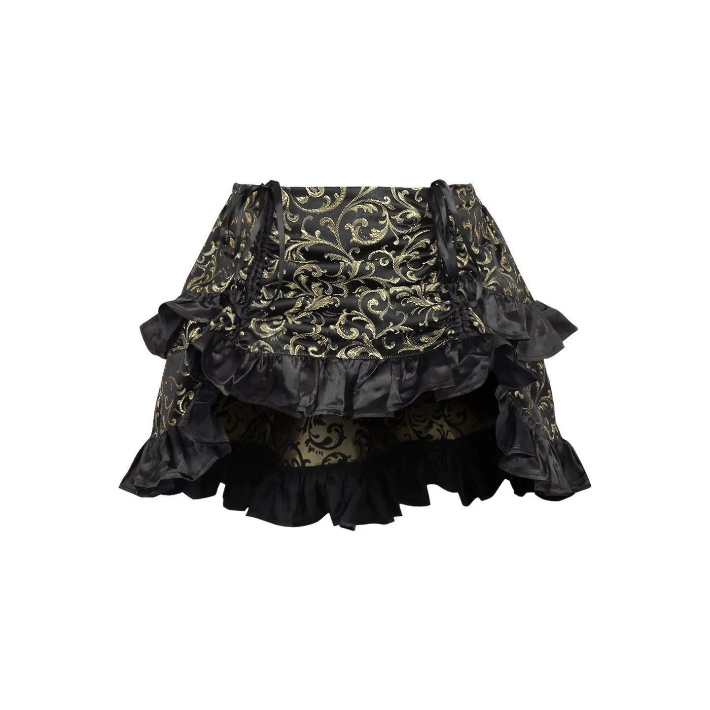 Gold/Black Brocade Ruched Bustle Skirt