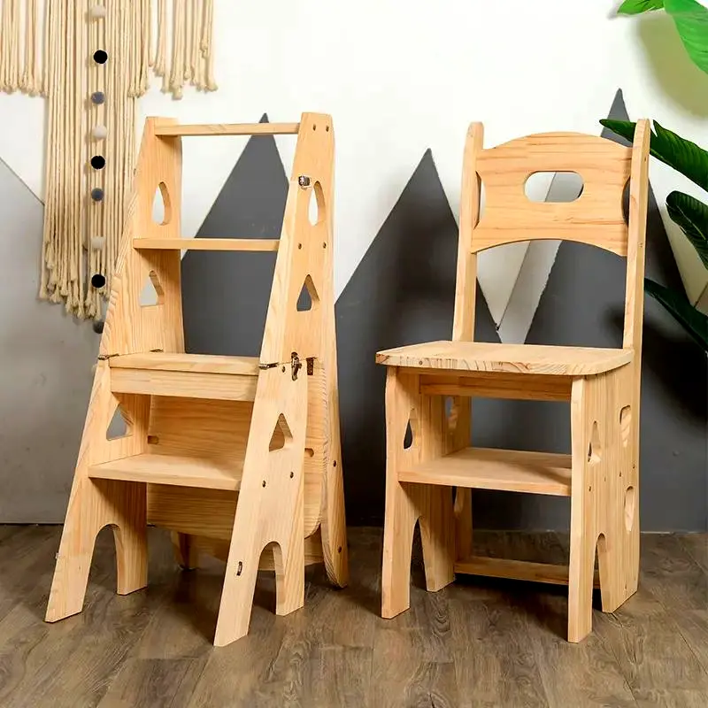 Solid wood Stool and Ladder Combo 88cm/34.6in Height 40cm/15.7in Width 35cm/13.7in Depth