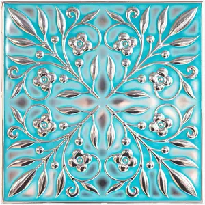10-Pack Peel and Stick Backsplash Metal Tiles 8" x 8" Teal and  Leaves, Water-Resistant, Renter-Friendly,  Tile for Kitchen, Bathroom, Ceiling & DIY Projects