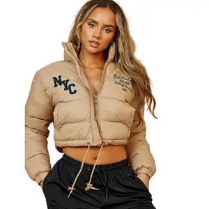 Djoune NYC Embroidered Cropped Puffer Jacket Womenswear Coats Embroidery Outfit Colorful Comfortable Colorful Comfortable Comfort Casual Flowy Jeans