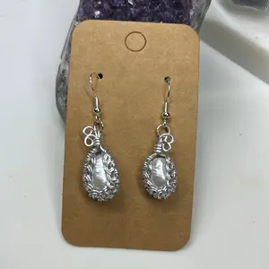 Pearl Earrings, silver tone, sterling setting