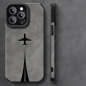 Phone case: Creative Airplane Track Lambskin Phone Case, Luxury Matte Faux Leather Phone Case, Elegant Faux Leather Phone Case, Luxury Shockproof Leather Case, Compatible with 16/16 Plus/16 Pro/16 Pro Max/15/15 Plus/15 Pro Max/14/14 Plus/14 Pro/14