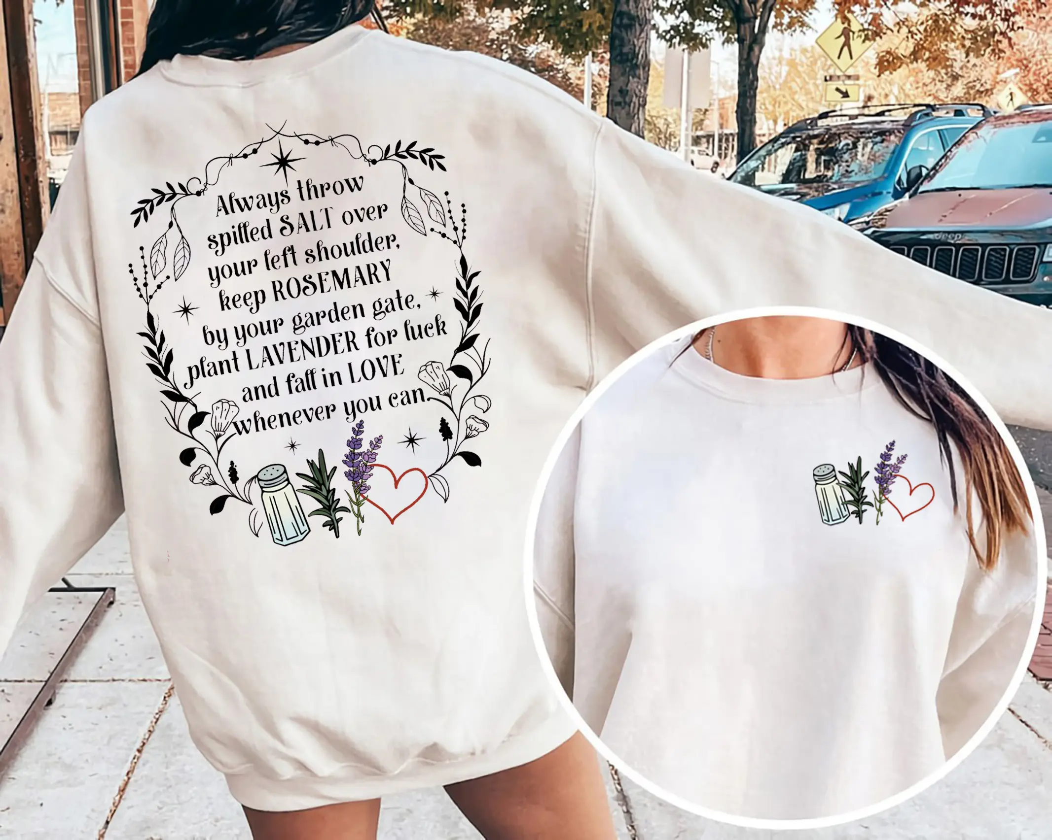 Salt Rosemary Lavender Love Sweatshirt, Practical Magic Sweatshirt, Apothecary Sweatshirt, Halloween Witch T-Shirt, Magic Spell Shirt, Halloween Sweatshirt, Witch Sweatshirt