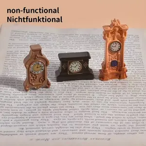 3pcs Mini Clock Model Set, Vintage Pendulum Decor, European Style, Home Decor Accessory, Holiday Decoration, Birthday Gift, Resin Material