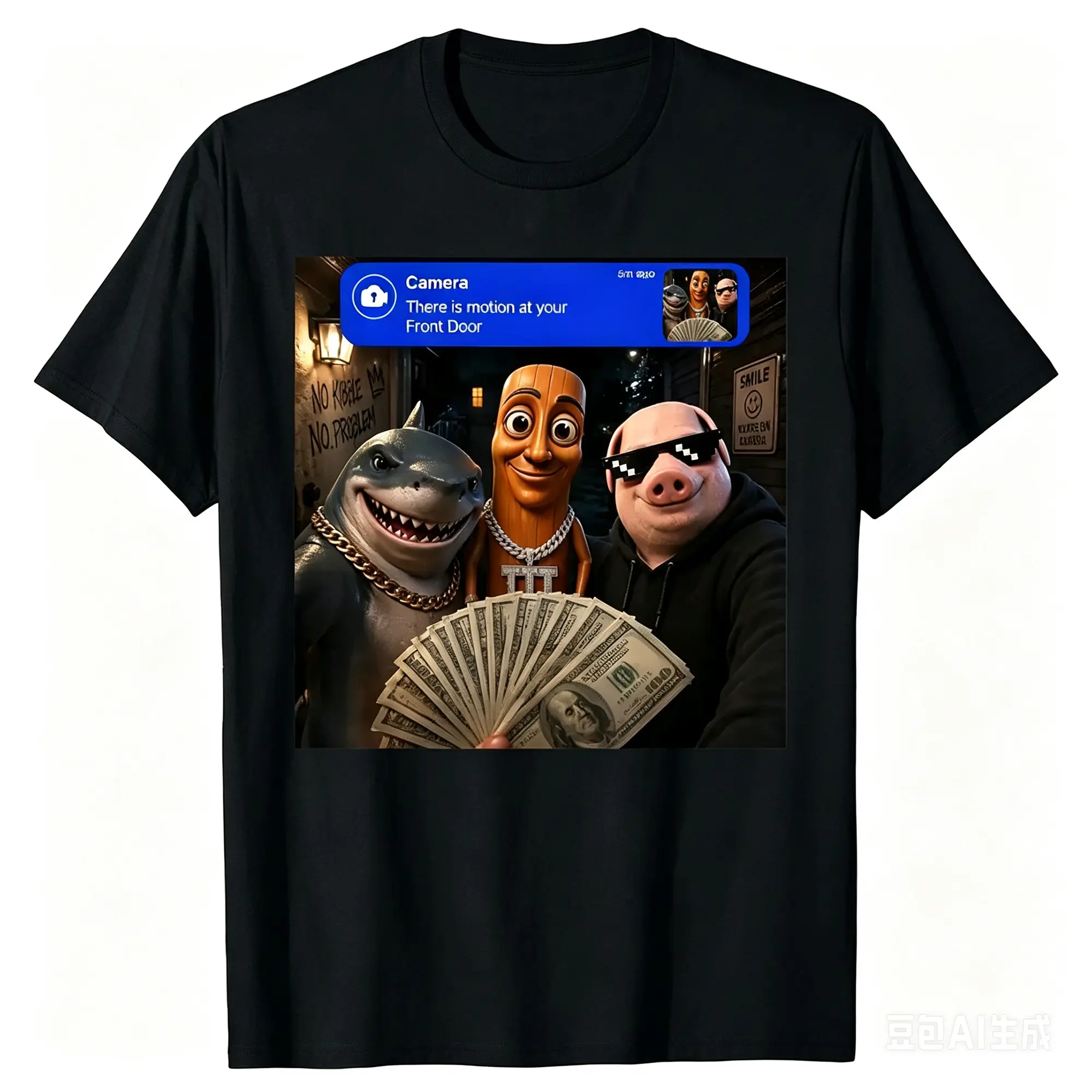Men's Crew Neck Short-Sleeve Graphic Sports Top, Funny Meme Print for Fans of Meme Culture (Tung Sahur, Triple T, John Pork, Tralalero, Tralala Designs), Shortsleeve, T-Shirt