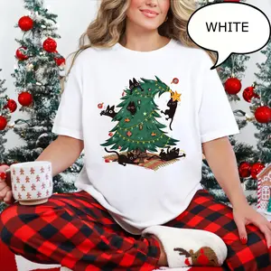 Christmas Tree And Cat T-Shirt, Cute Christmas Shirt, Cat Owner Christmas Gift