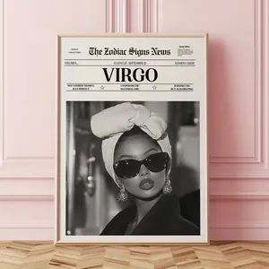The Zodiac Signs News Virgo- Trendy Printable Wall Art Girly Astrology Decor Cute Newspaper Magazine Fashion Poster