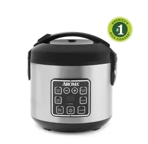 AROMA 8-Cup Digital Rice Cooker & Food Steamer with Bonded Granite Nonstick Ceramic