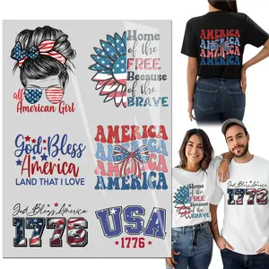 6 Sheets Independent Day Iron on Transfers 4th of July Iron on Decals for T-Shirts DTF transfers ready to press