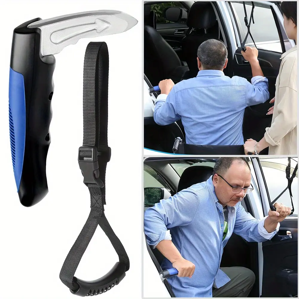 3-in-1 Ultimate Car Mobility Kit - Sturdy Portable Standing Assist with Vehicle Support Grab Bar, Emergency Escape Tool, and Non-Slip Grip for Elderly, Disabled, and People with Mobility Issues - Fits Most Cars with Adjustable Straps
