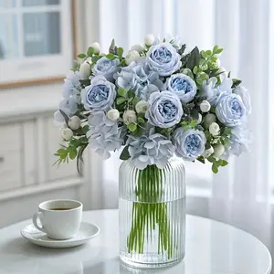 3 bouquets of artificial peony flowers, vintage style artificial hydrangea decorations, perfect gift for home, weddings, and Mother's Day, home and hotel DIY craft wedding party decorations, indoor and outdoor artificial flowers, suitable for home, hotel,