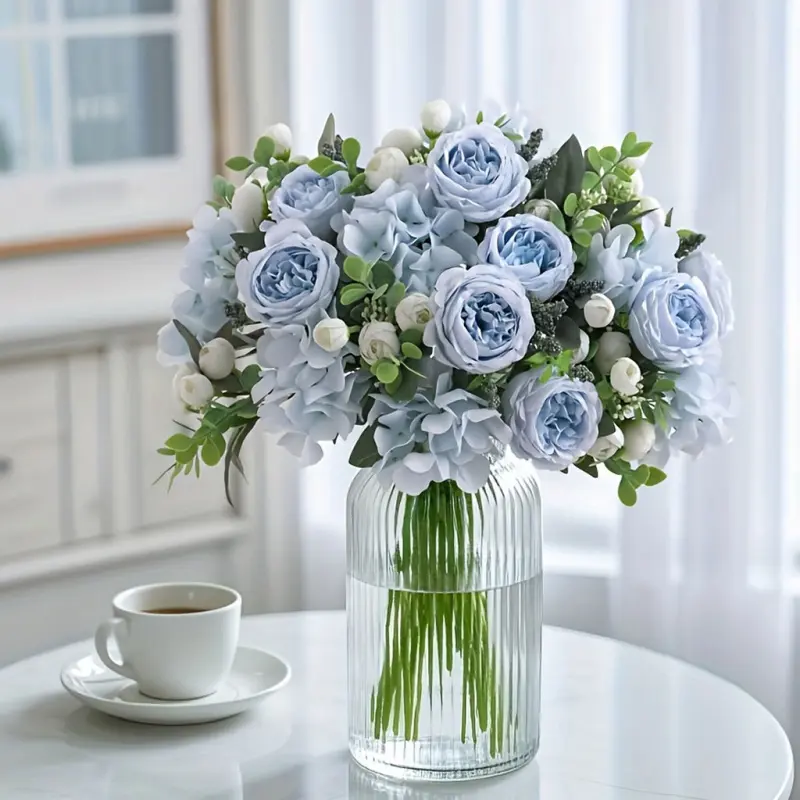 3 bouquets of artificial peony flowers, artificial hydrangea decorations, Fake Floral Decor, gift for home, weddings, indoor outdoor artificial flowers
