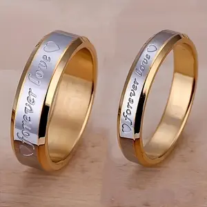 1 couple ring, 18k gold plated silver wedding ring, forever love titanium steel ring popular fashion eternal love couple ring