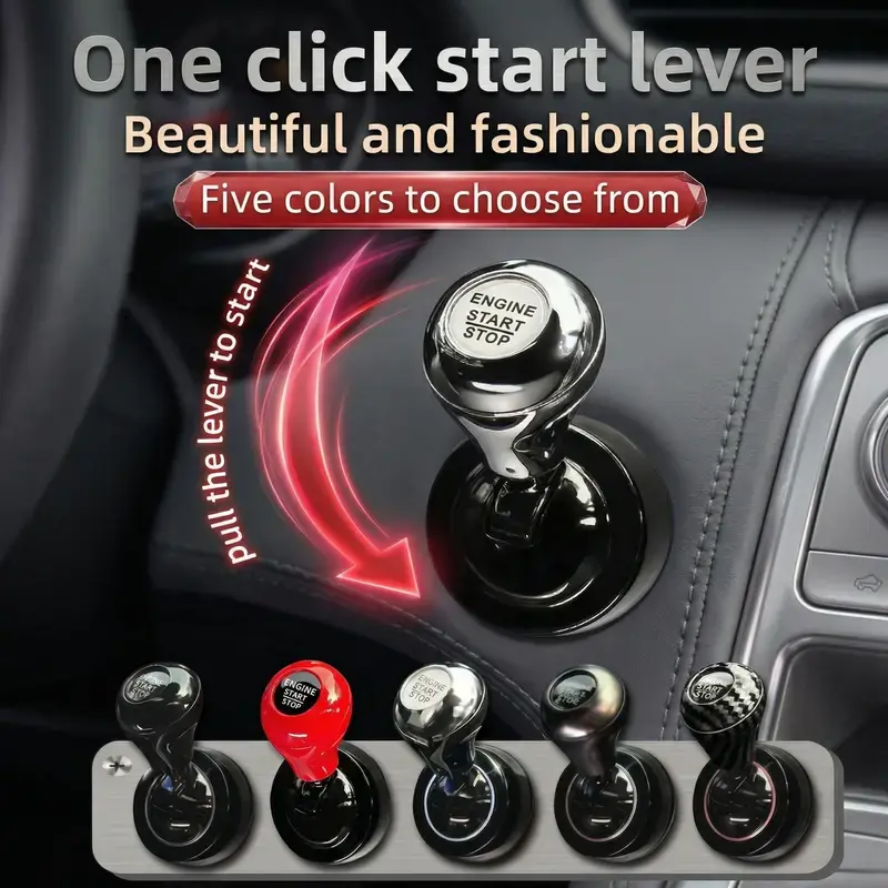 1-Click Start Lever, Fashionable Car Engine Start-Stop Button Modification, Easy-Install Interior Upgrade Accessory