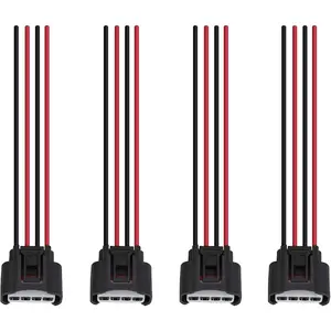 4 Packs Ignition Coil Female Connector Plug Harness Pigtail Compatible with Toyota Camry, Highlander, Matrix, RAV4, Solara, Lexus HS250h, Scion tC, Pontiac Vibe L4 2.4 L